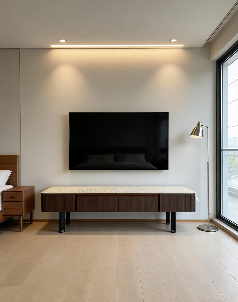 CK D112 TV Stand in Deep Walnut and Cream