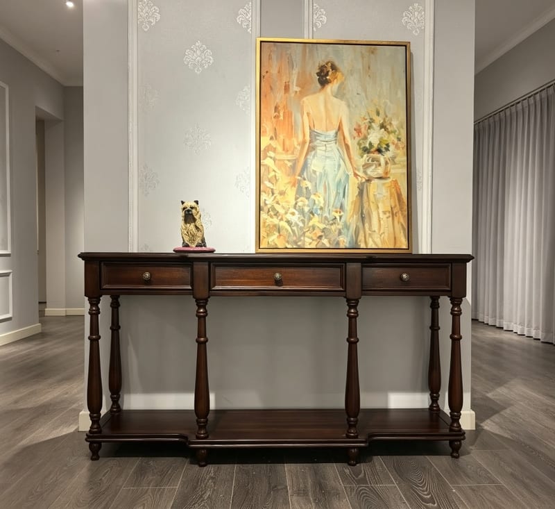 American Solid Wood Console Table in Dark Brown