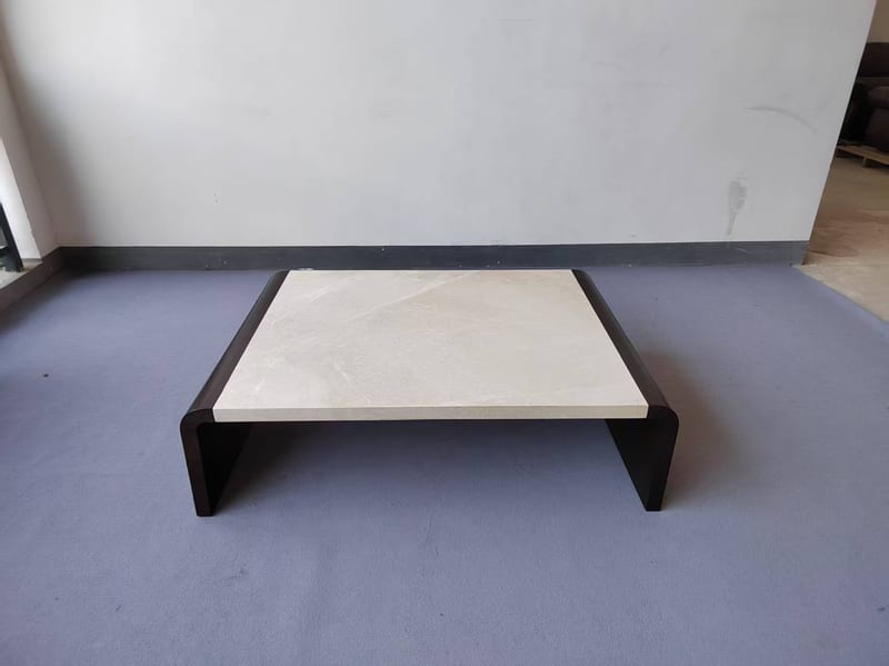 CK Japanese-Style Long Coffee Table, Snow White Marble Top