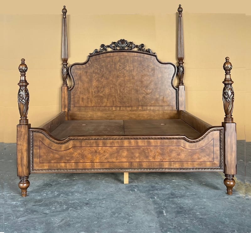 Louis XIII Caesar Four-Poster Carved Bed