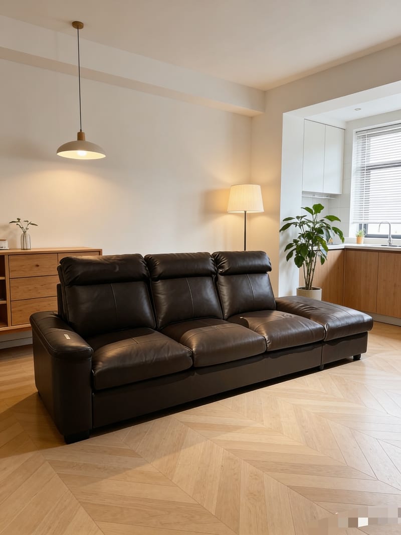 Lihult Leather Chaise Sofa