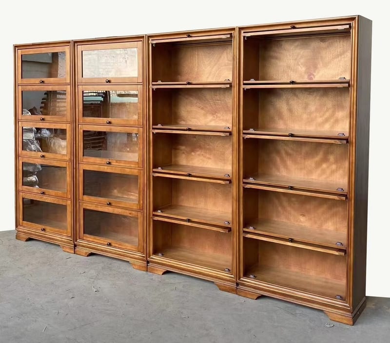 American Solid Poplar Bookcase with Glass Doors