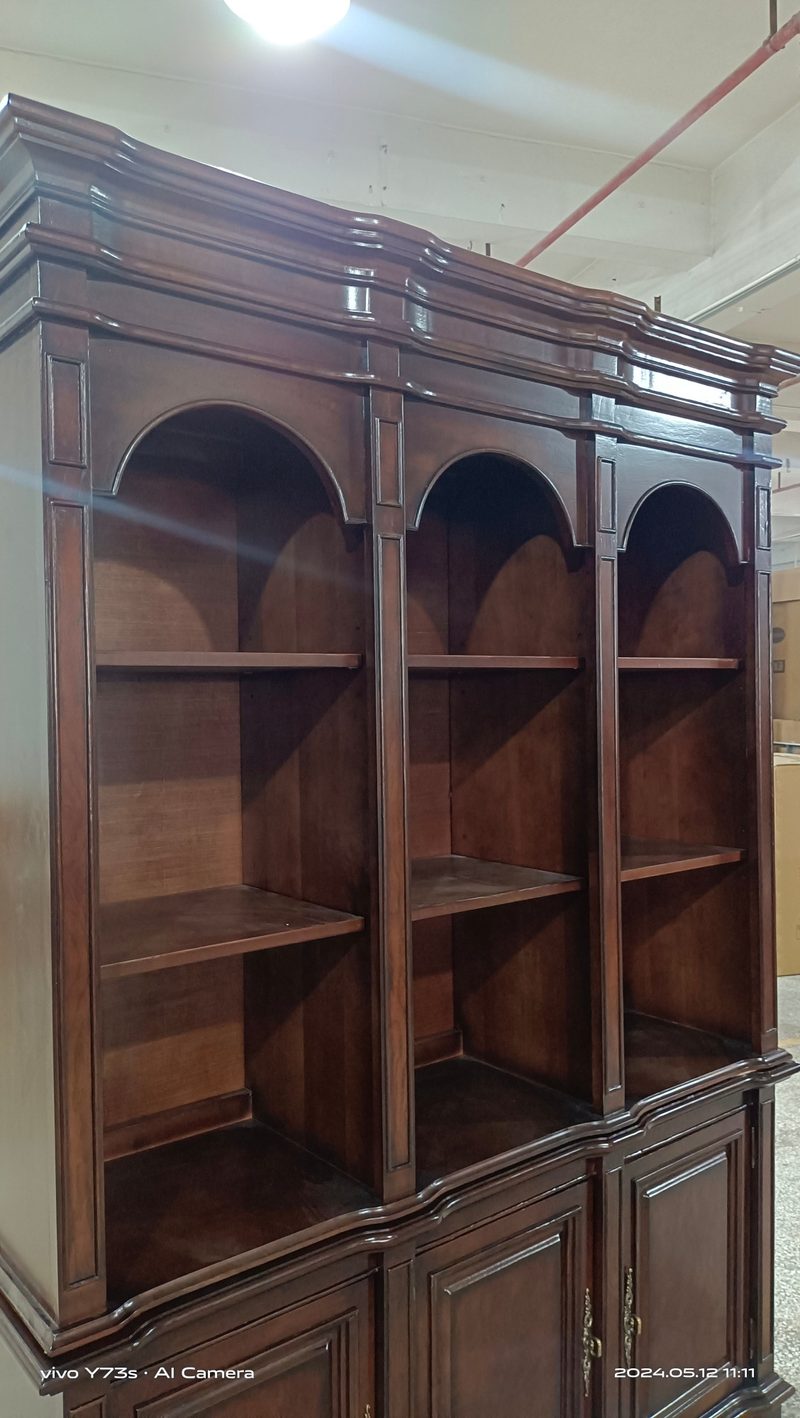 American Country Three-Door Bookcase in Rubberwood