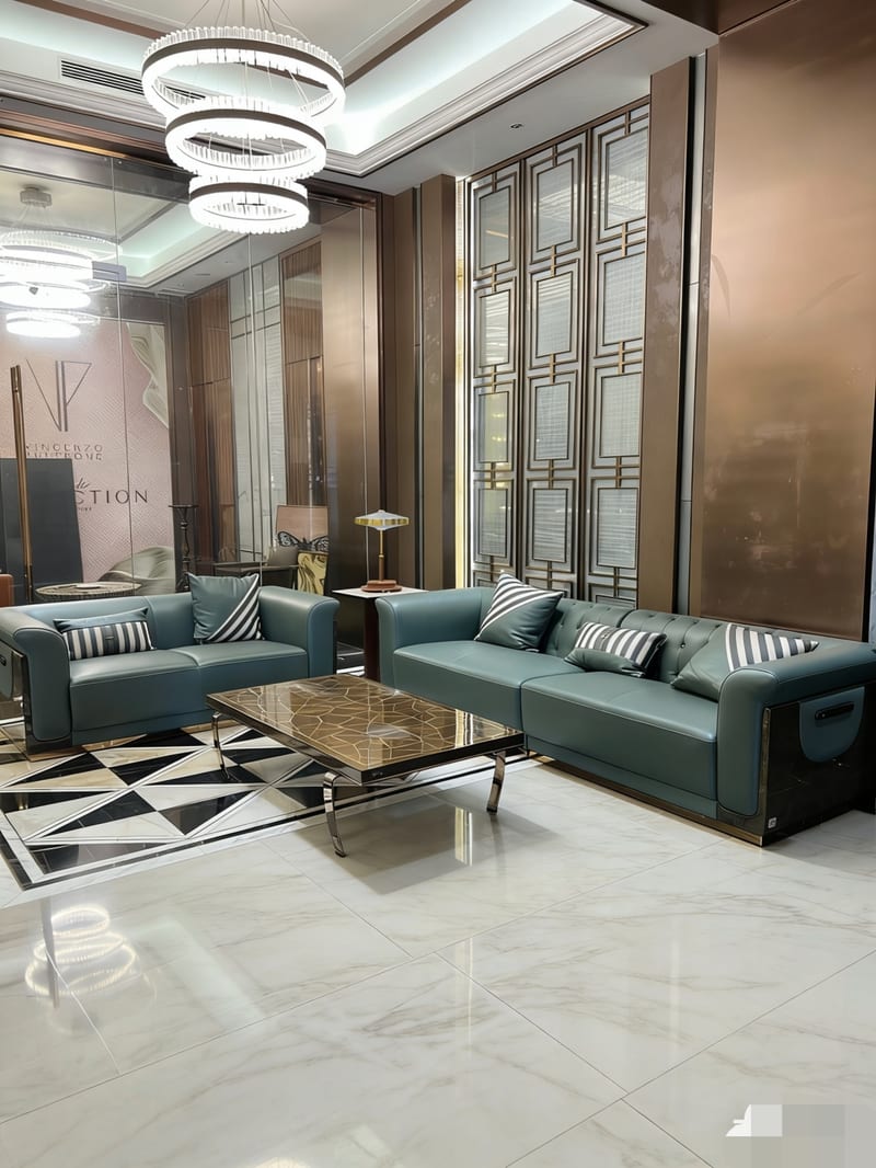 Ingrid HB328 Teal Leather 4+2 Sofa Set
