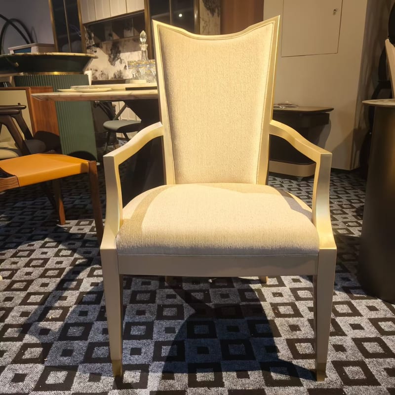 Aibonite Mahogany & Champagne Gold Fabric Armchair