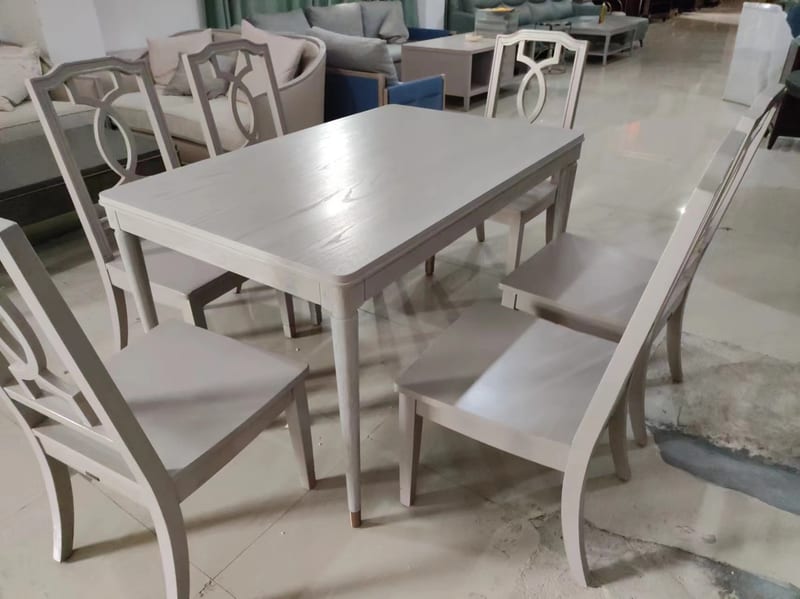 Renhao Modern Solid Ash Dining Table, 7-Piece Set