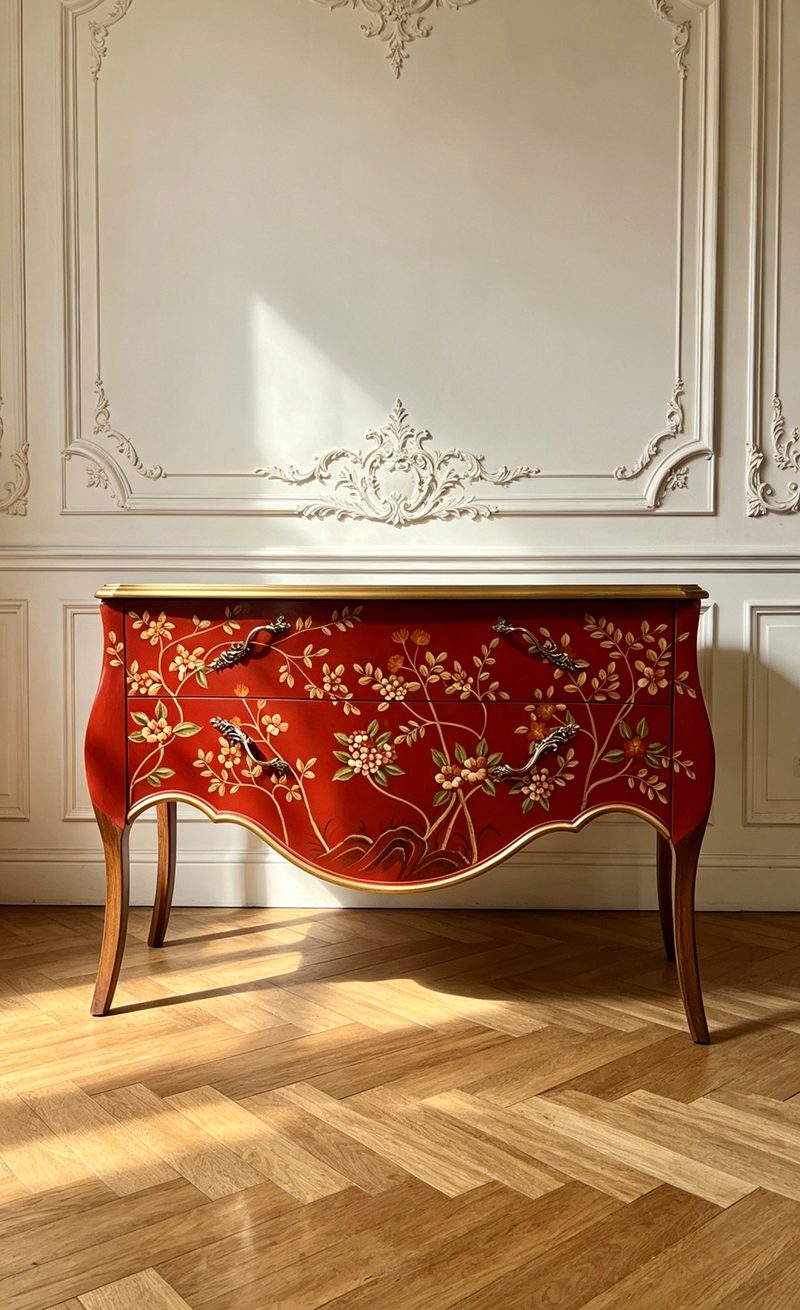Lokoko Chinoiserie Curved-Wood Entryway Cabinet