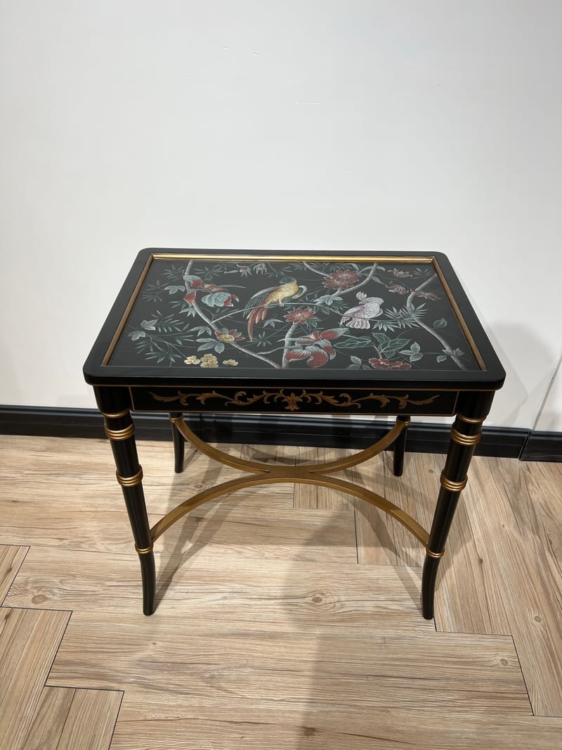 Diana Solid Birch Floral-Painted Side Table