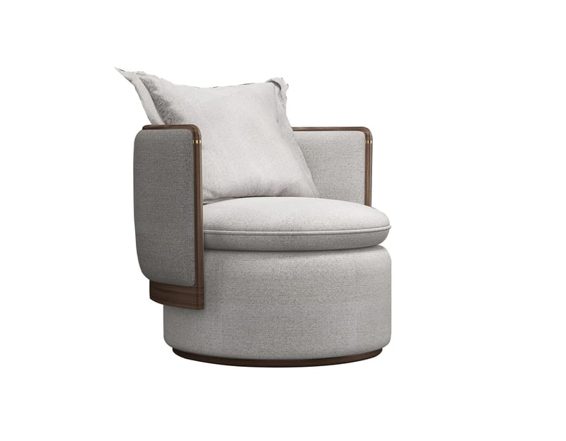 Renhao Mirror Oriental New Chinese Lounge Chair in Beige