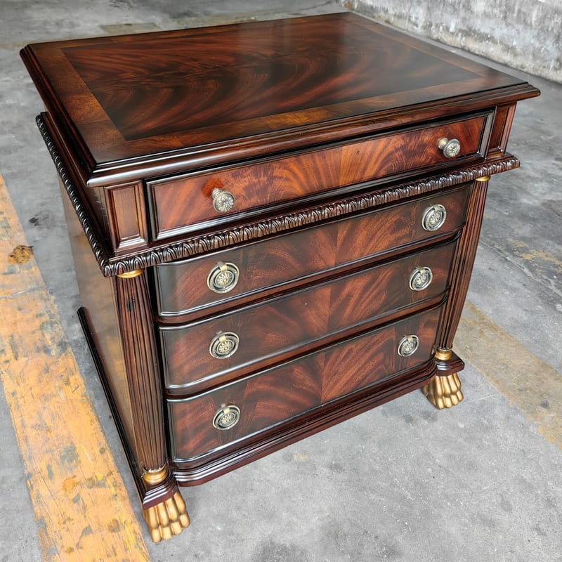 Kezhi Home English Style 4-Drawer Nightstand, Beech & Gold Foil
