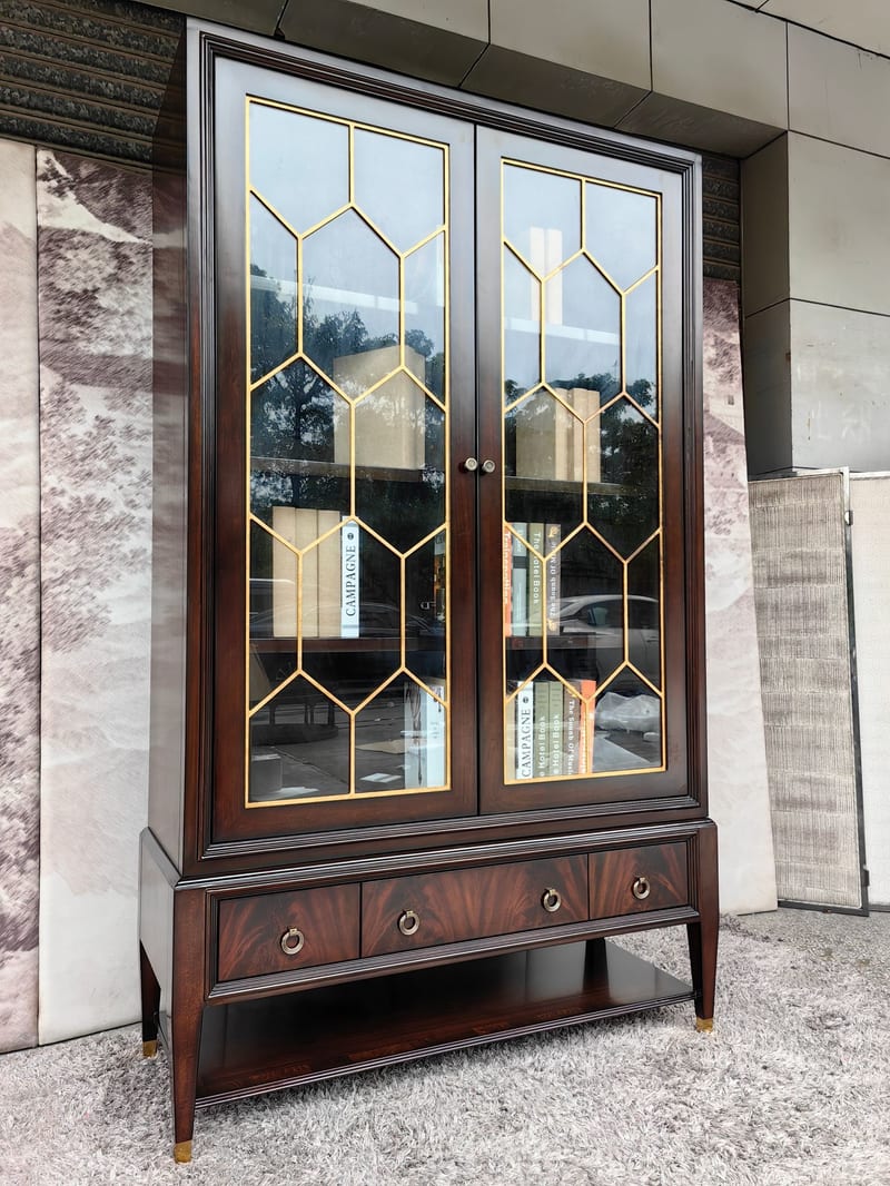 Kezhi Home Two-Door Bookcase, Beech with Gold Leaf