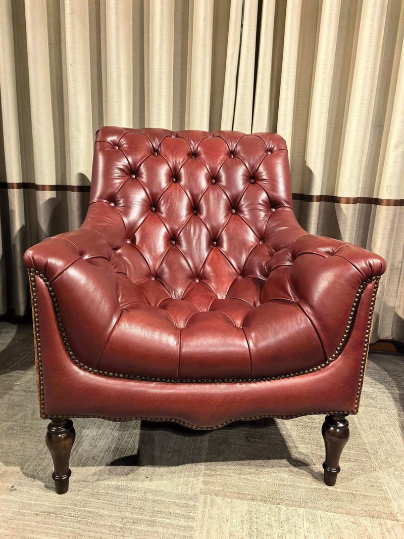 Kezhi CH-005-AC04 American Beech & Leather Accent Chair