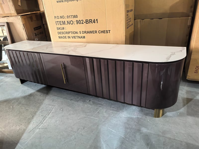 Morgan MS730-403 Sintered Stone TV Stand, Dark Brown
