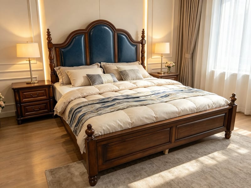 B3006 Simplified American Leather King Bed