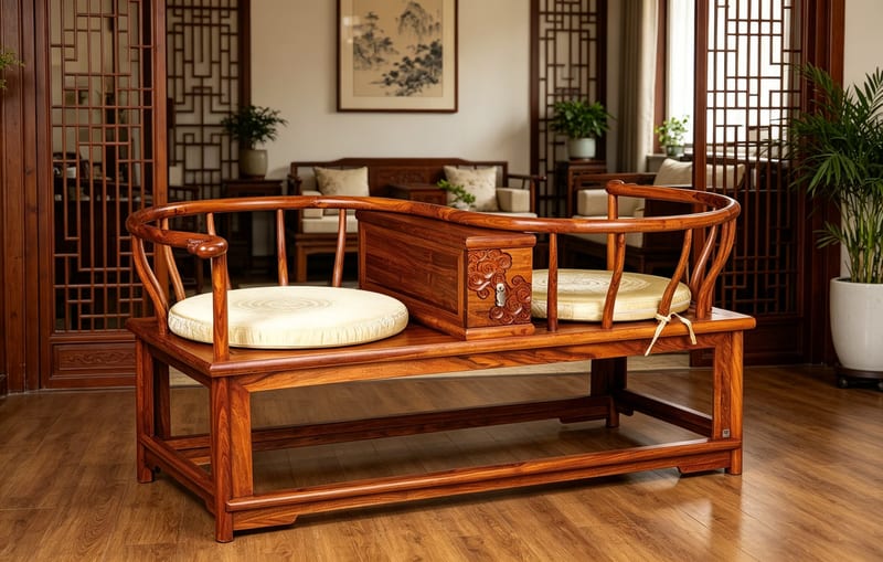 Solid Rosewood Two-Seat Lounge Chair, Chinese Style