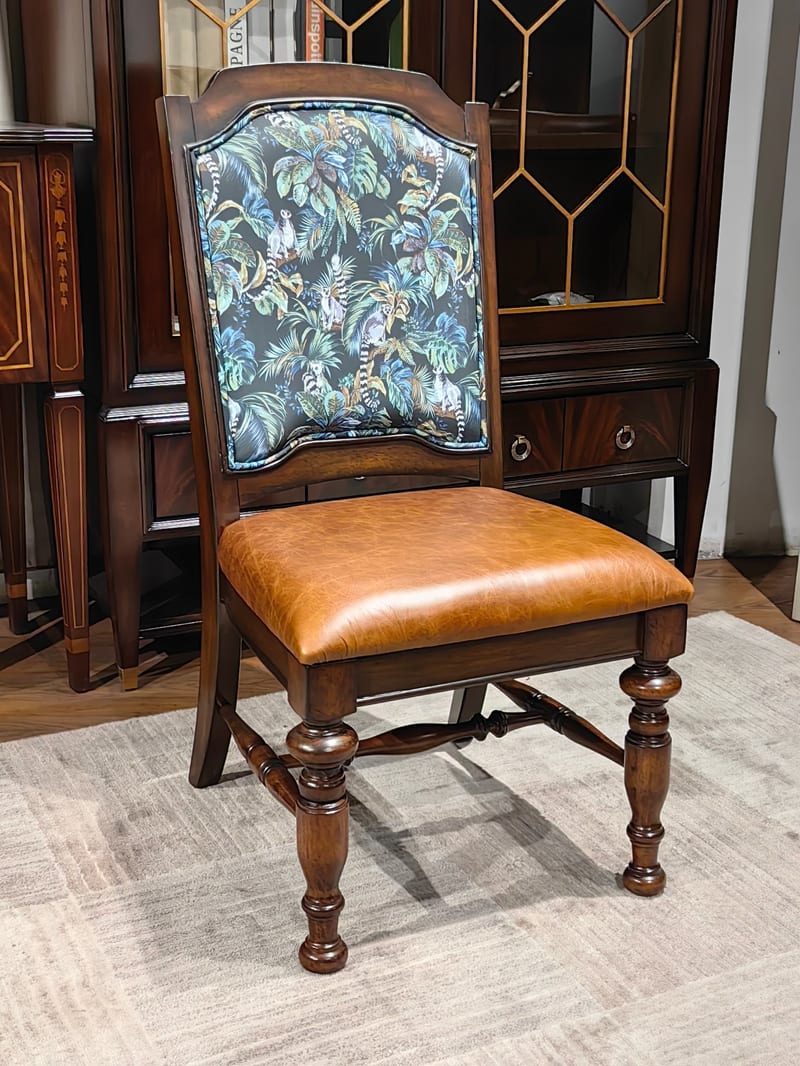 2601 Solid Walnut American Dining Chair, Leather Seat