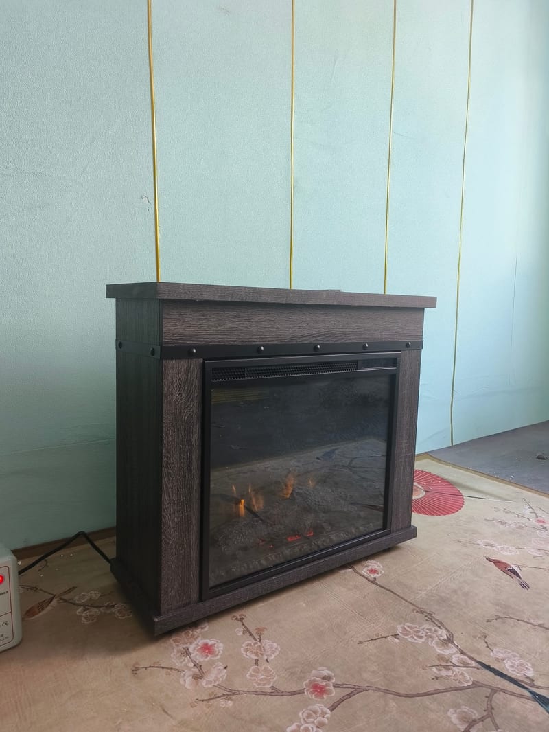 Vintage Freestanding Electric Fireplace Cabinet with Storage