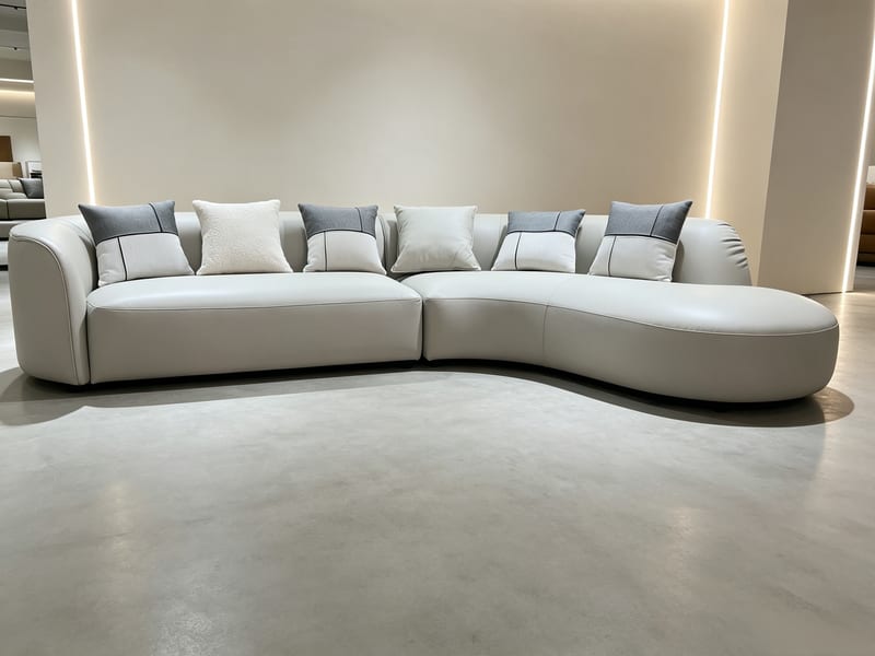 Haotingxuan Left-Chaise 3-Seater Leather Sectional Sofa