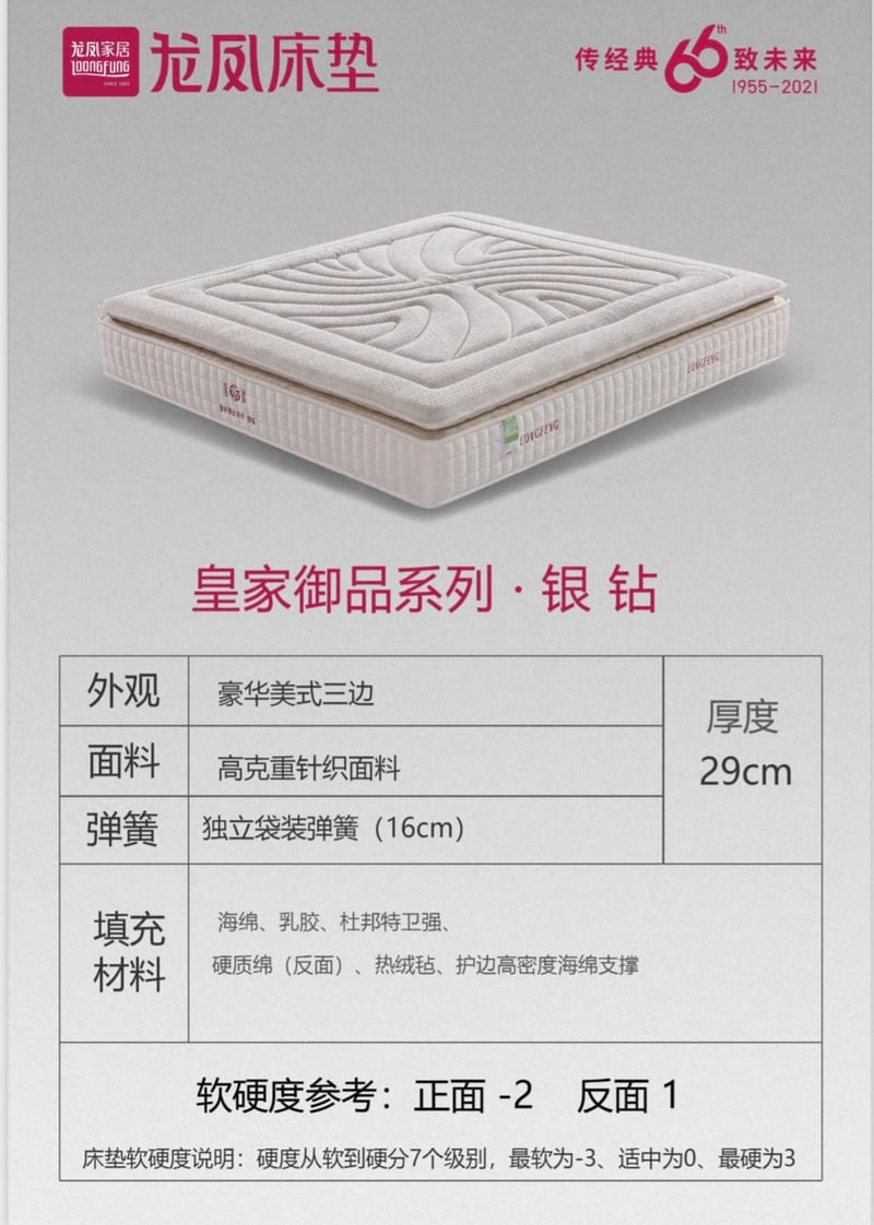 Longfeng Silver Diamond Reversible Mattress