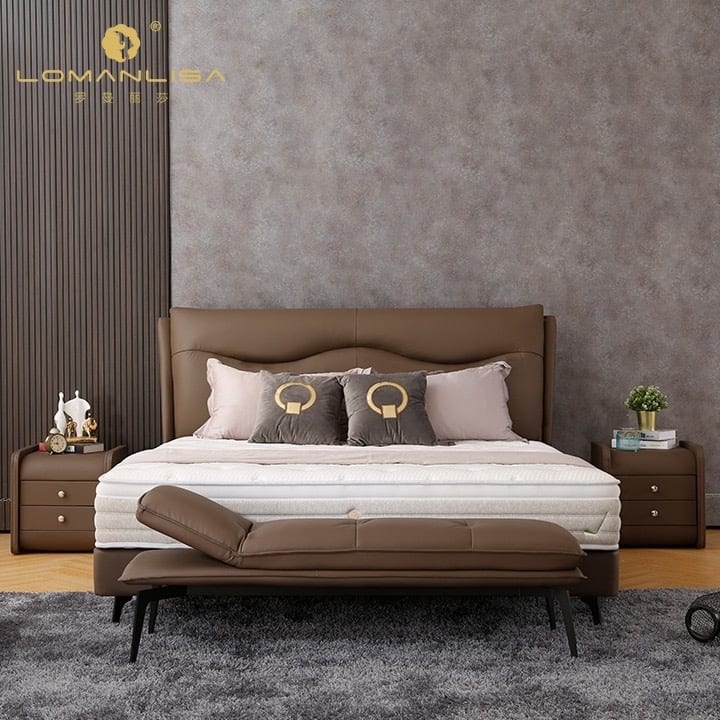 Luomanlisha MP3812 Solid Wood Leather Upholstered Bed
