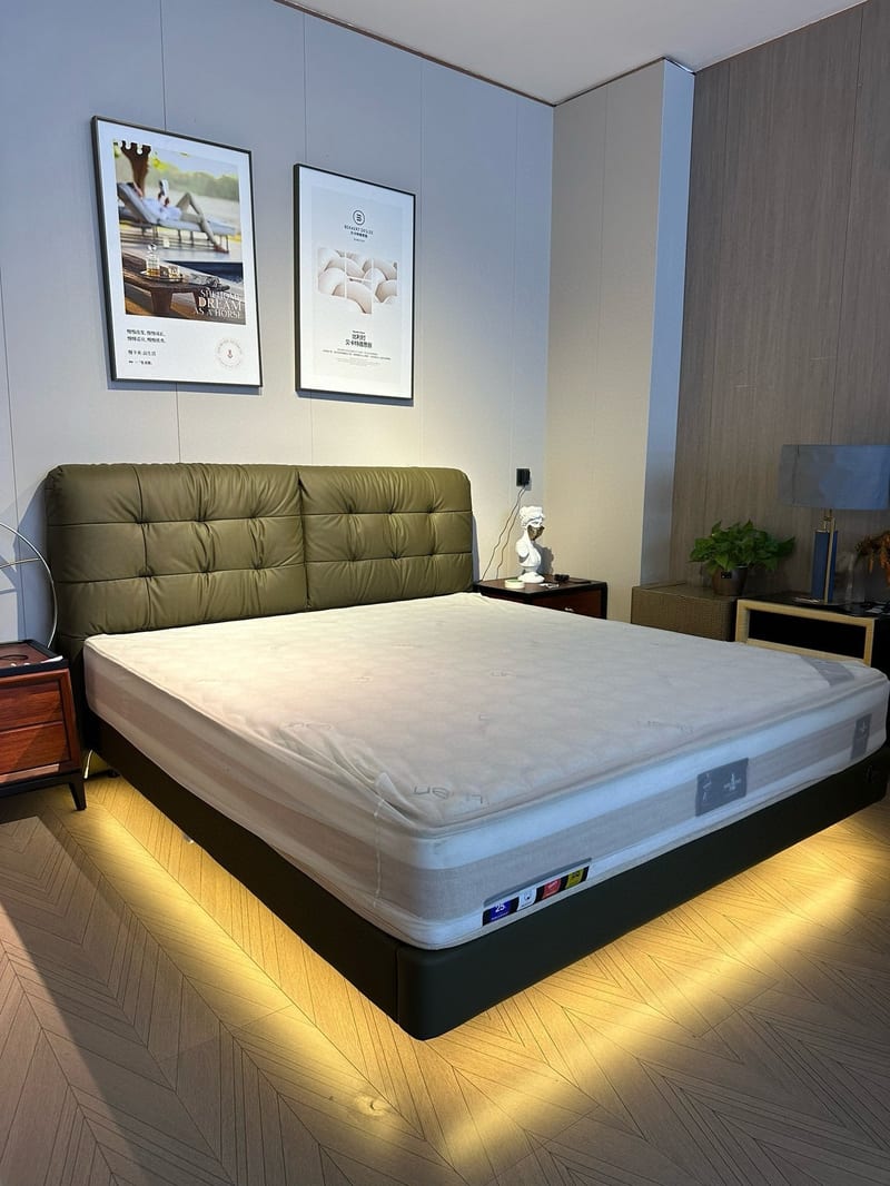 Romelisa MP5177 Floating Bed Solid Wood Leather