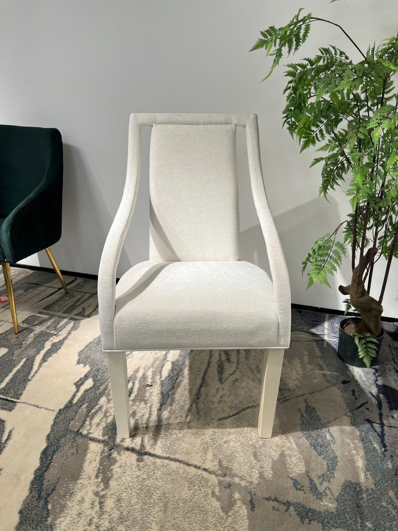 806-4 Cotton-Linen Dining Chair, Cream