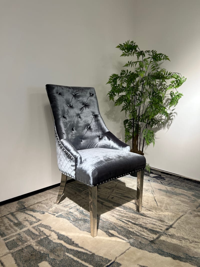 61499 Velvet High-Back Dining Chair
