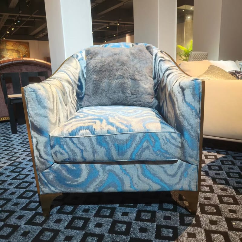 Dongguan Luxury Brand Blue Fabric Accent Chair