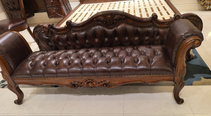 CWD350 Vintage Mahogany & Leather Bed End Bench