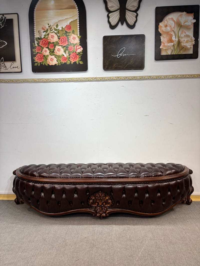 CWD309 American Mahogany & Leather Bed Bench