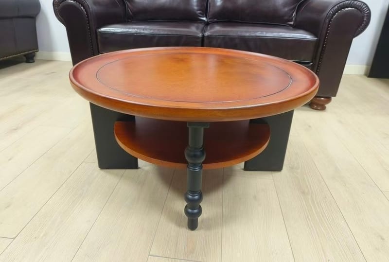 Round Coffee Table, Oak Veneer Top & Solid Rubberwood