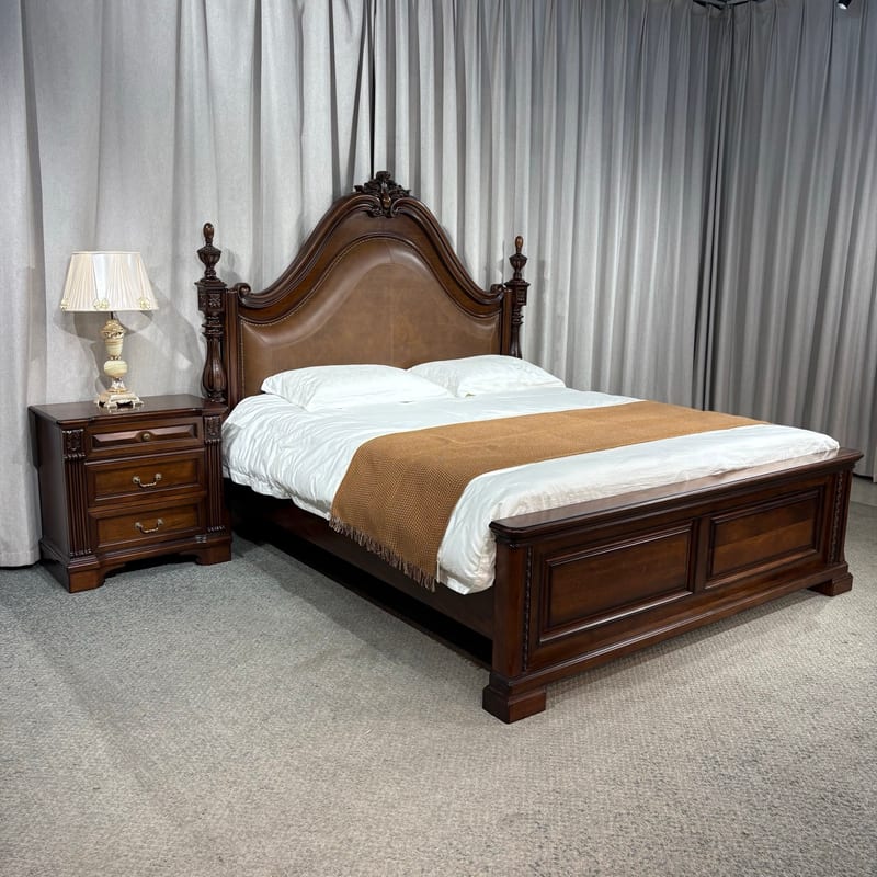 Sendu M902 American Leather Bed, Walnut Frame, Queen