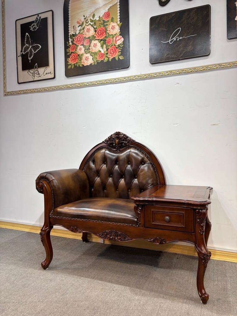 DHY205 Mahogany & Leather Telephone Chair