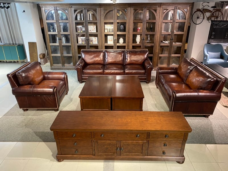 Full-Grain Leather 6118 Vintage 3-Seater Sofa