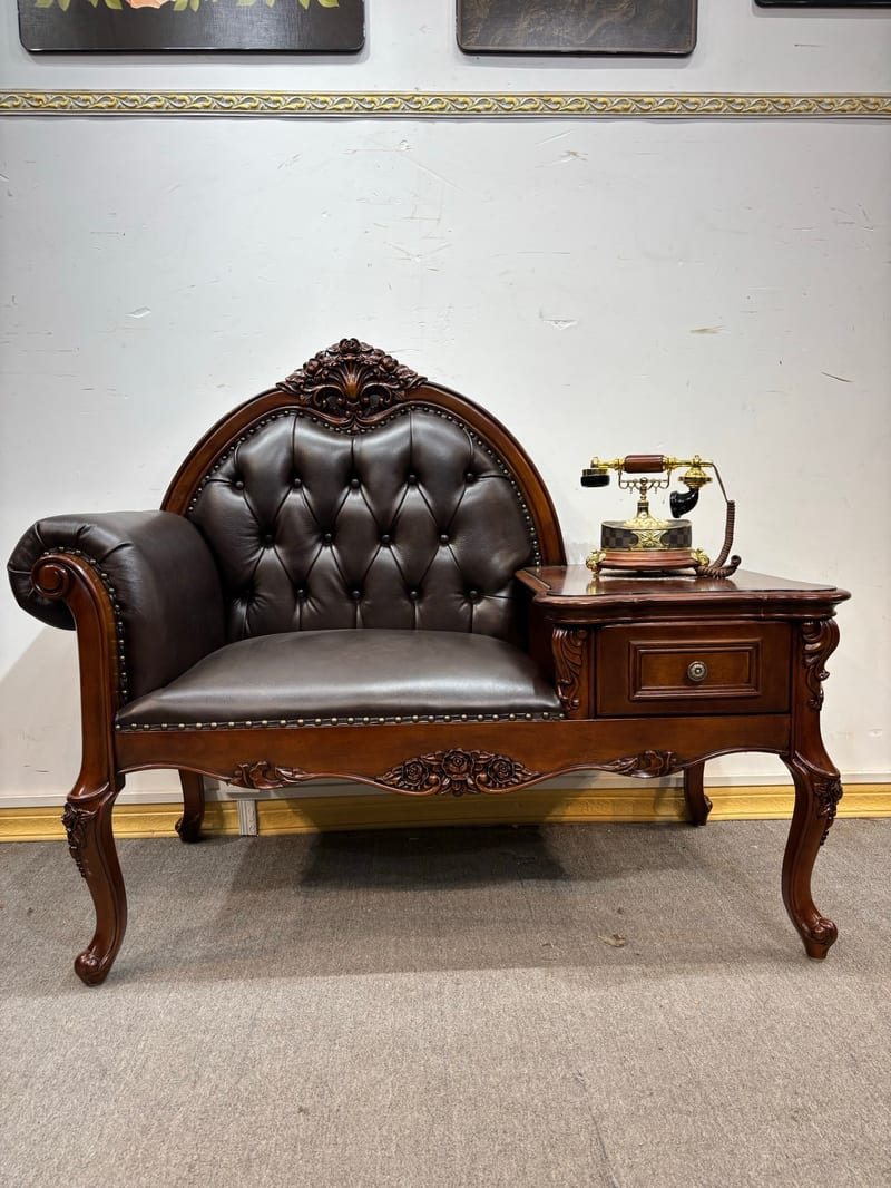 DHY209 Vintage Telephone Chair, Mahogany & Leather