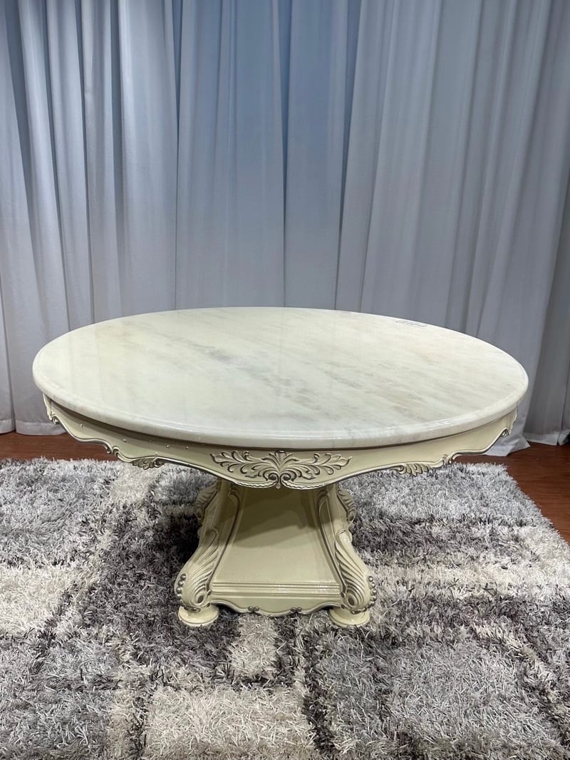 Engli Earl Round Solid Beech Dining Table with Stone Top