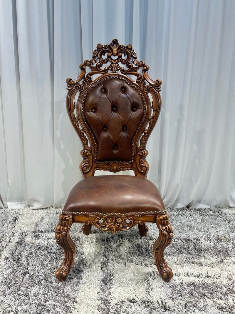 English Earl Solid Beech & Top-Grain Leather Dining Chair