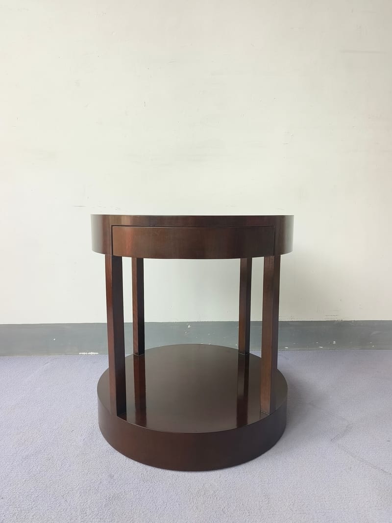 CK 757-3102 Round Walnut Side Table with Drawer
