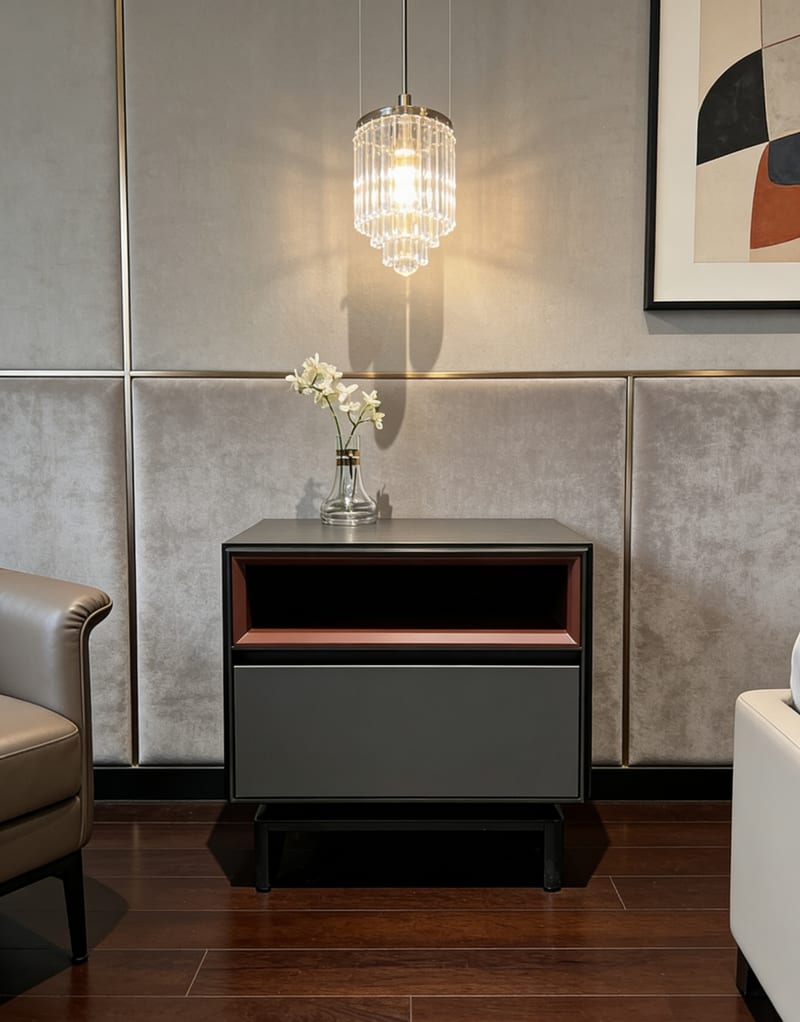 Jinmifeng JMF3502 Black-Gold Nightstand