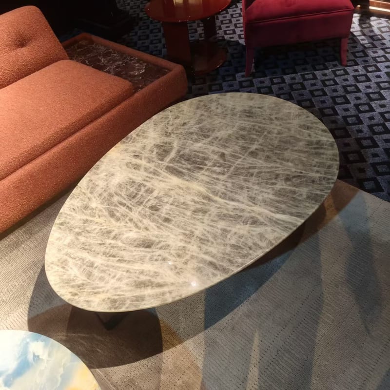 Italian Minimalist Teardrop Marble Coffee Table
