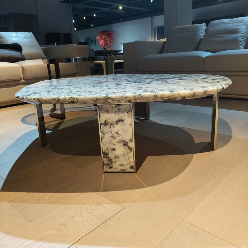 FC Irregular Marble Coffee Table with 304 Stainless Steel Base