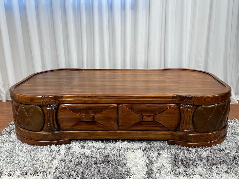 Yageshidan XB-12 Solid Wood Long Coffee Table, Marble Top