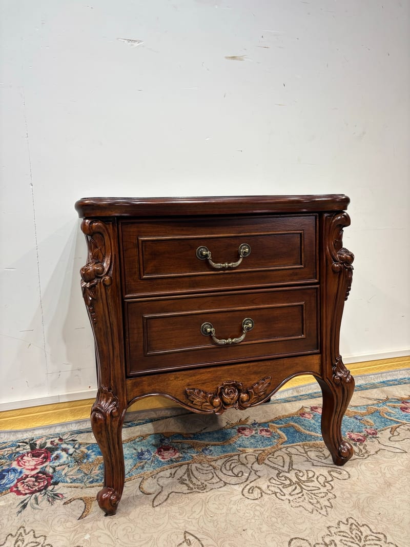 Guangdong Famous Brand CTG302 Mahogany Solid Wood Carved Nightstand
