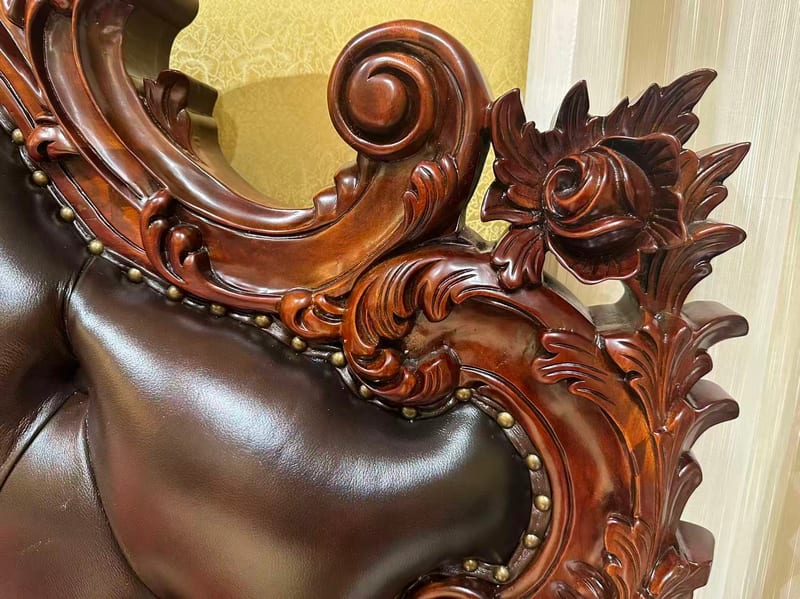 Baojule DC445 Mahogany & Leather Queen Bed