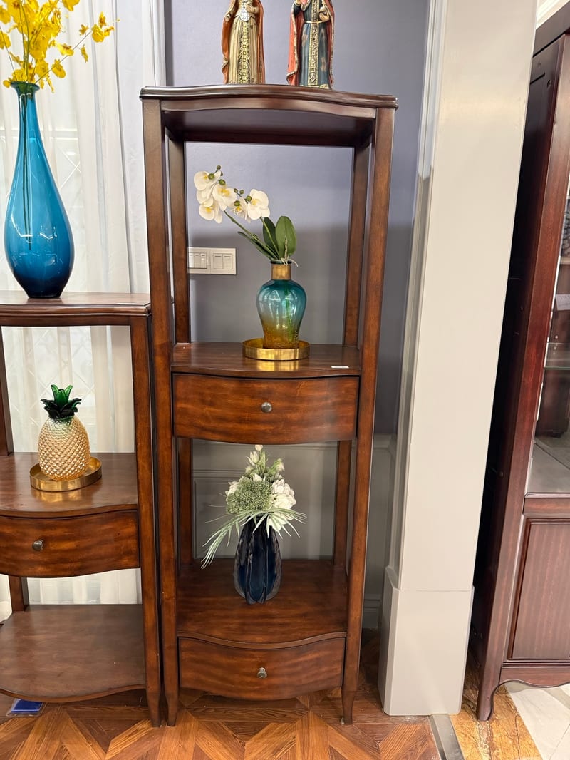 Baojule TK556 Walnut Vintage Tall Shelf Cabinet