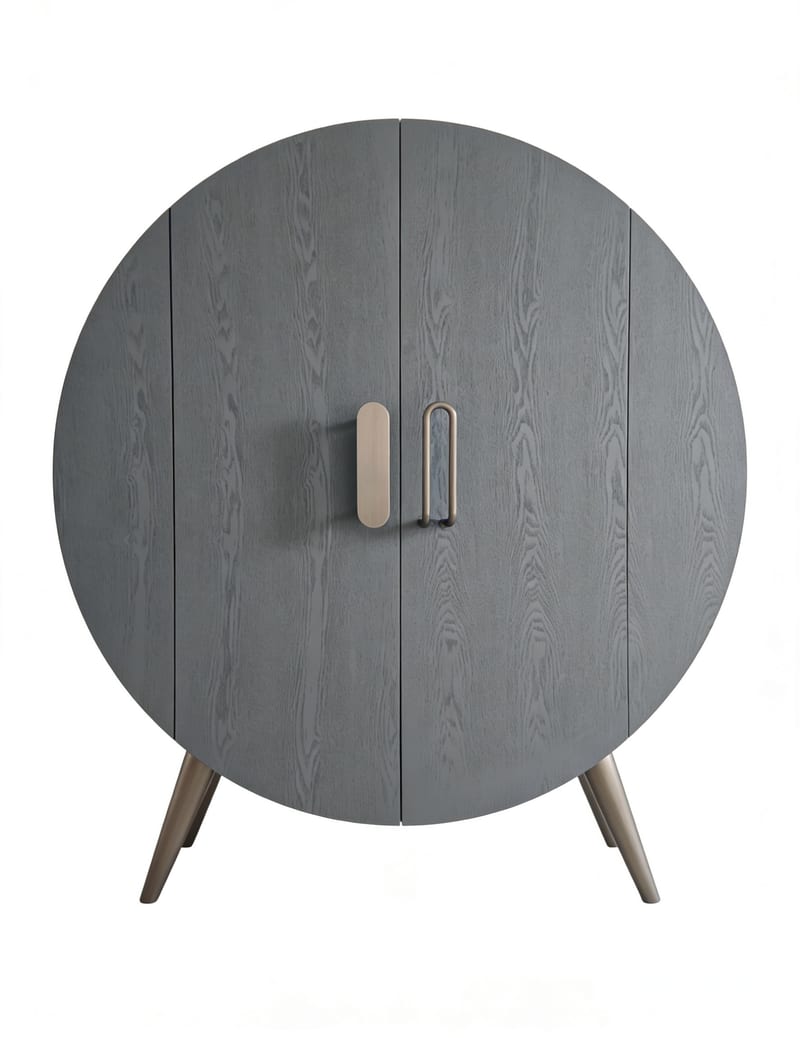 Huarui G·T Home Ash Solid Wood Sideboard in Deep Gray