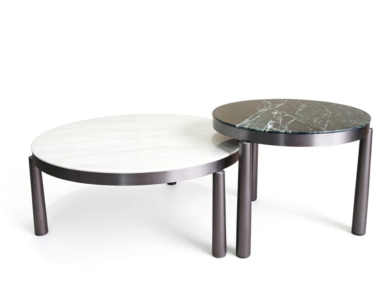 G·T home Round Stone & Metal Coffee Table