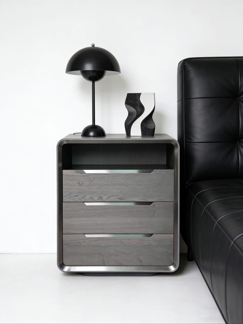 Huarui G·T home GT-508 Solid Ash Four-Drawer Dresser, Nardo Gray